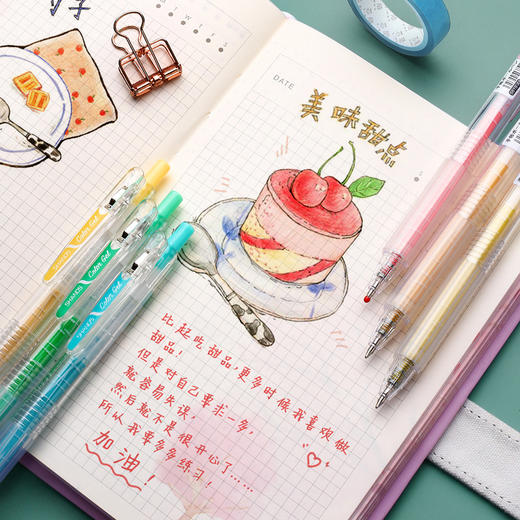 开学季福利！【按动款莫兰迪色手账笔】 9色彩色中性笔学生用0.5mm全针管ins日系可爱创意水笔手账笔彩笔做笔记专用中性笔高颜值水性笔 商品图3