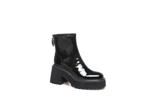 豪麟名鞋奥莱迪嘉女装牛移膜革简约短靴DJJSA12WN010黑色 原价2460元 商品图0