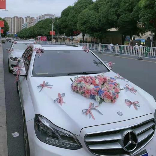 携手一生-粉色系玫瑰洋桔梗蓝绣球混搭爱心婚车 商品图2