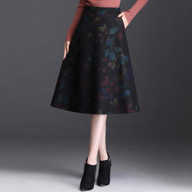 印花中长款时尚半身裙韩版通勤潮流A字裙  AL-1959