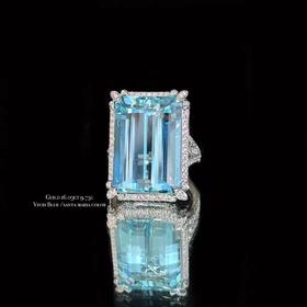 「一直游到海水变蓝」圣玛利亚海蓝宝戒指