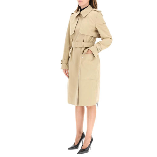 BURBERRY 博柏利 格纹裁片棉质嘎巴甸 Trench女士 风衣 卡其色 8043207 A1366 商品图3