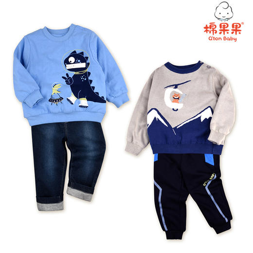 棉果果冬季男童恐龙印花夹棉卫衣M412180821708 商品图2