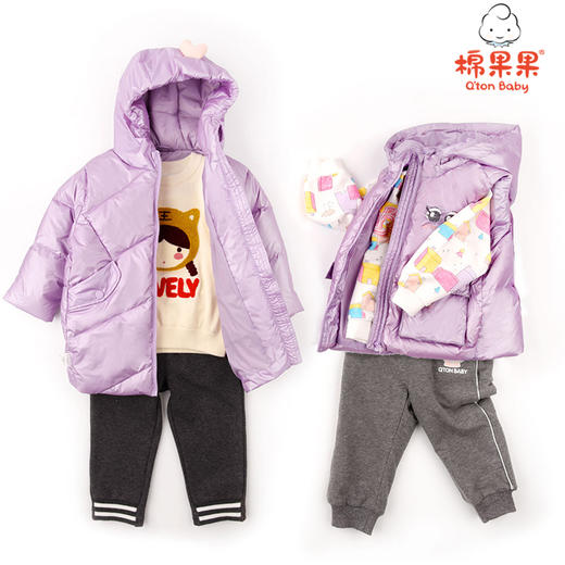 棉果果冬季女童茧型连帽羽绒服M422102921698 商品图2
