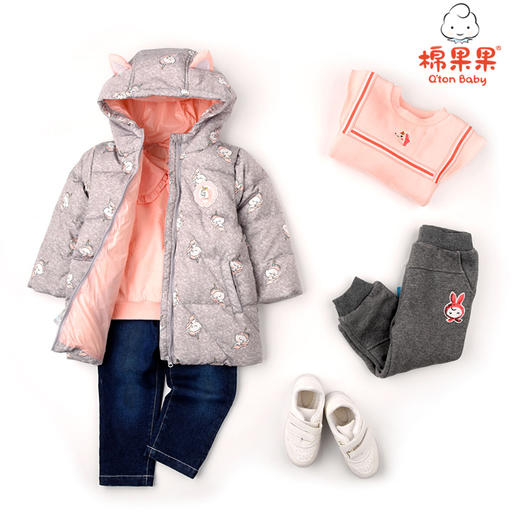 棉果果冬季女童中长款羽绒服M422102921731 商品图1