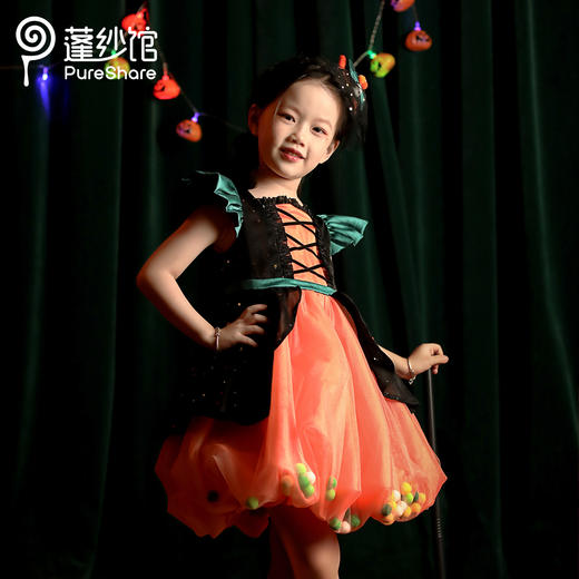 非质量问题不退换哦~pureshare 女童连衣裙新款秋装节日万圣派对公主裙礼服-南瓜公主 商品图6