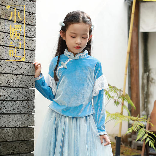 小嫒記 汉服女童秋季儿童古装超仙中国风长袖两件套女宝连衣裙-翩翩 商品图1