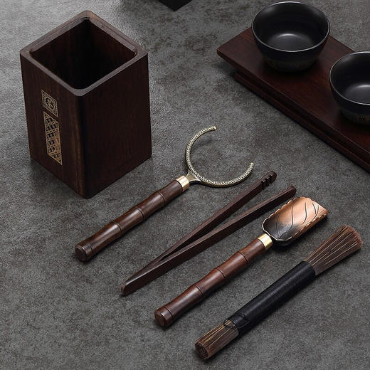 锦绣人生 黑檀窗花茶道五件套 商品图2