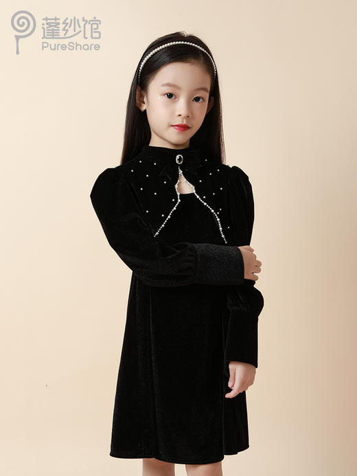 非质量问题不退换~pureshare 女童旗袍秋季新款连衣裙秋冬礼服复古儿童公主裙子-夜曲 商品图6
