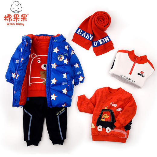 棉果果冬季男童尼丝纺中长款羽绒服M412102921680 商品图2