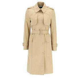 BURBERRY 博柏利 格纹裁片棉质嘎巴甸 Trench女士 风衣 卡其色 8043207 A1366