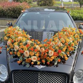 比翼双飞-暖色系玫瑰混搭大气v型婚车