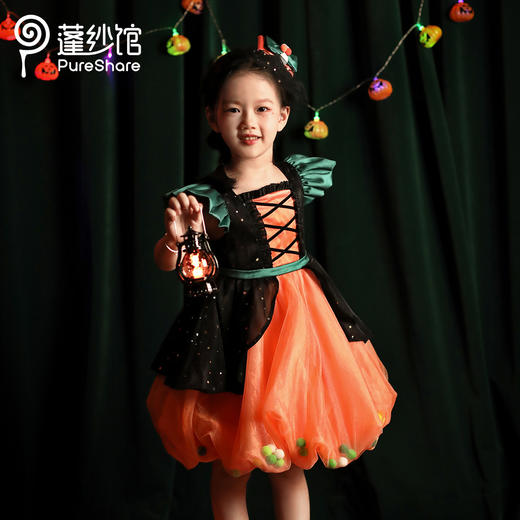 非质量问题不退换哦~pureshare 女童连衣裙新款秋装节日万圣派对公主裙礼服-南瓜公主 商品图1