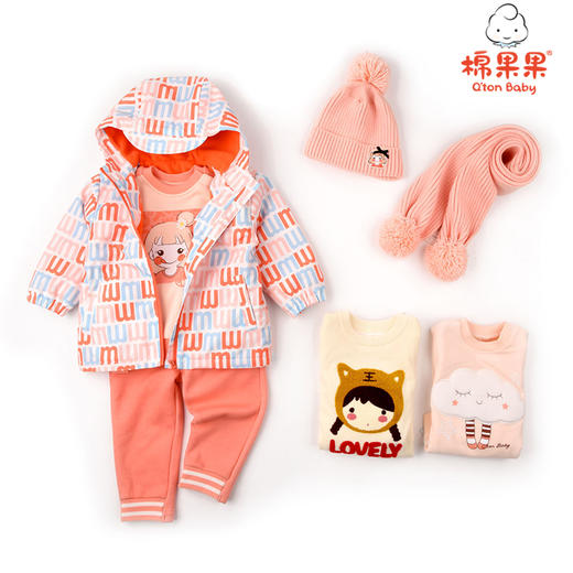 棉果果冬季女童印花摇粒绒挂里连帽外套M422101321695 商品图3