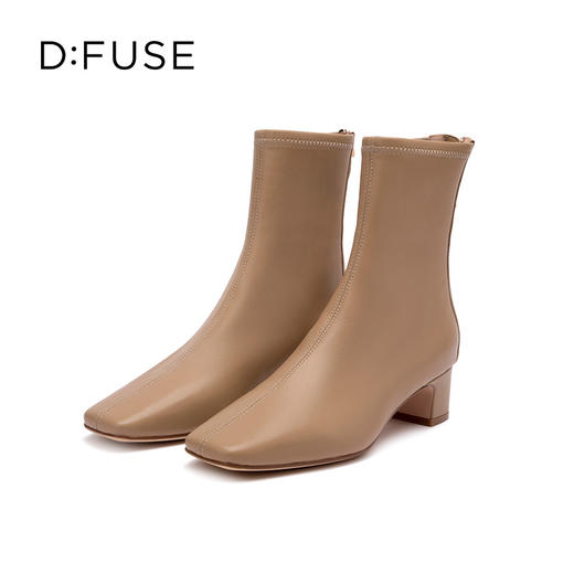 D:FUSE迪芙斯复古方头粗跟短靴DF24116704 商品图14