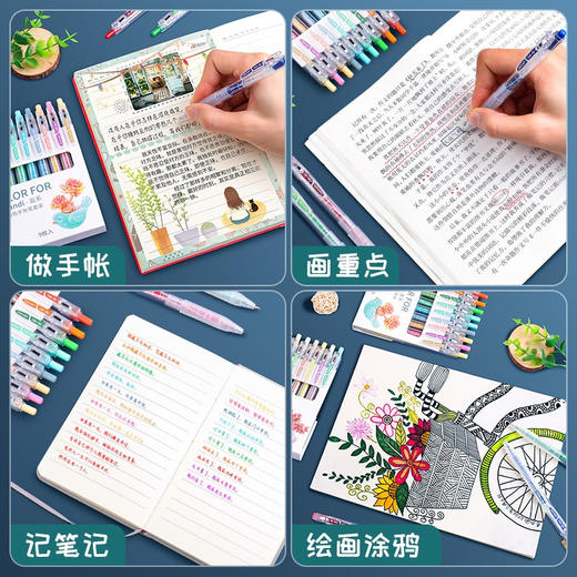 开学季福利！【按动款莫兰迪色手账笔】 9色彩色中性笔学生用0.5mm全针管ins日系可爱创意水笔手账笔彩笔做笔记专用中性笔高颜值水性笔 商品图6