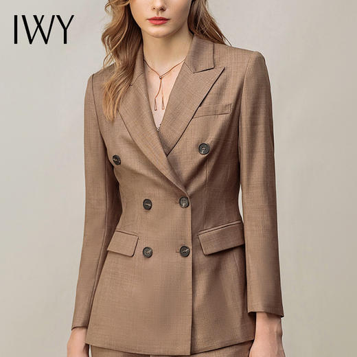 IWY/卡其西服套装女时尚气质通勤套裤职业商务修身双排扣工作服 CP11373 商品图4