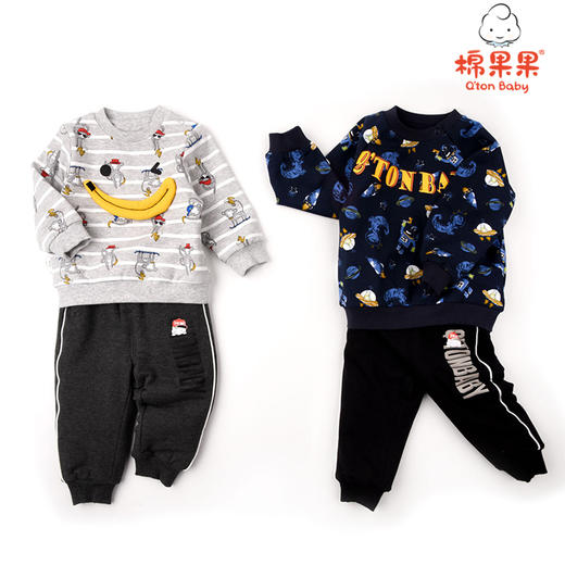 棉果果冬季男童挂里满印套头卫衣M412180421709 商品图2