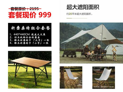 折叠桌椅套餐  喜马拉雅折叠桌+蝴蝶椅+俊庭天幕套餐  户外、露营自驾旅行套餐 商品图0