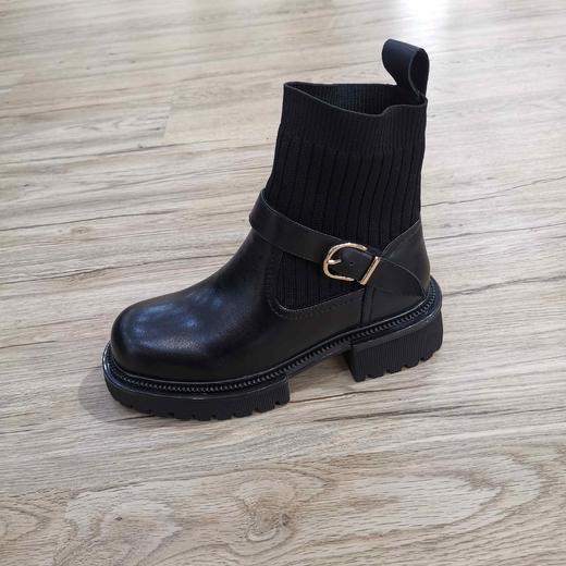 lfgj jeans BM011 时尚牛皮橡胶大底弹力布筒靴 商品图1