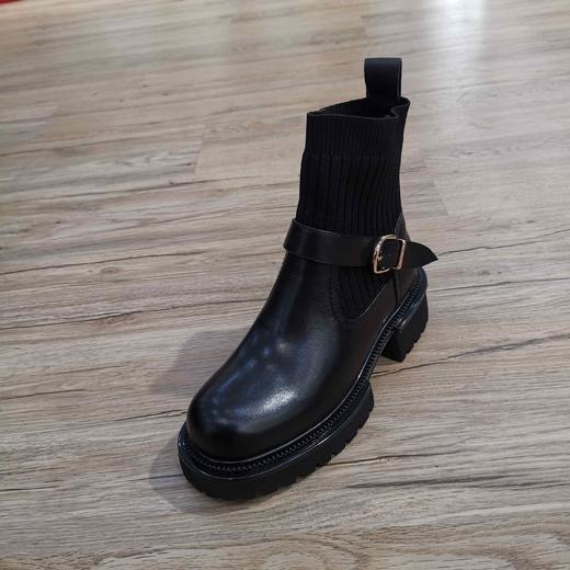 lfgj jeans BM011 时尚牛皮橡胶大底弹力布筒靴 商品图0