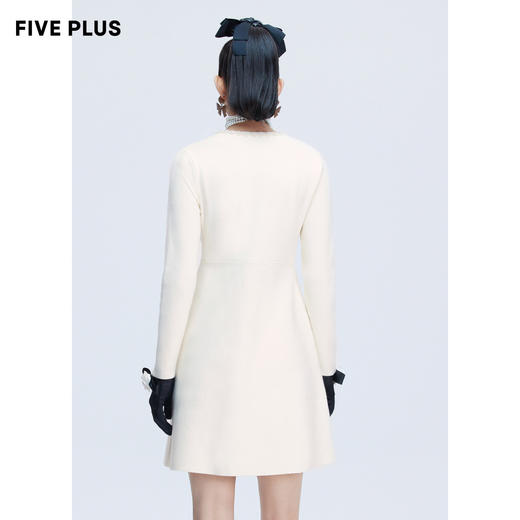 FIVE PLUS女秋装蝴蝶结连衣裙女设计感珍珠针织裙子长袖2NN3084230 商品图2