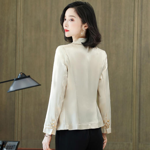 重磅真丝小西装外套女秋季2021新长袖上衣休闲气质纯色桑蚕丝西服HR-92166 商品图4