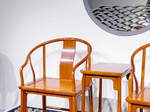 红桥红  家具严选  缅甸花梨（大果紫檀）  【垂手 刀牙圈椅 三件套】 商品图3