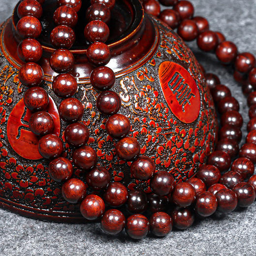 六鑫珠宝 印度小叶紫檀玻璃底泥料老料佛珠文玩手串 商品图2