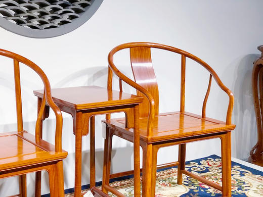 红桥红  家具严选  缅甸花梨（大果紫檀）  【垂手 刀牙圈椅 三件套】 商品图5
