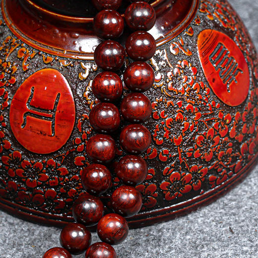 六鑫珠宝 印度小叶紫檀玻璃底泥料老料佛珠文玩手串 商品图3