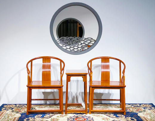 红桥红  家具严选  缅甸花梨（大果紫檀）  【垂手 刀牙圈椅 三件套】 商品图0