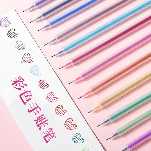 【磨砂彩色中性笔】6色/12色学生用0.5mm全针管ins日系可爱创意磨砂水笔手账笔便签纸贴纸彩笔做笔记专用中性笔高颜值水性笔 商品图3