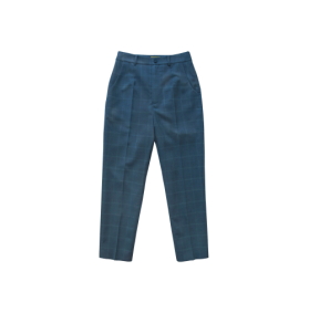 BanL/BLV556B/海军蓝窗格纹精纺羊毛裤子