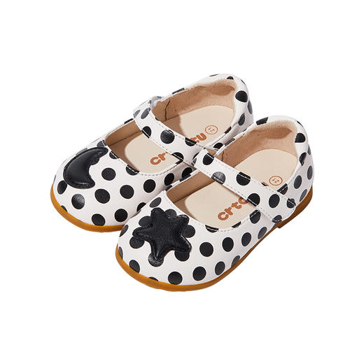 卡特兔春秋款宝宝摩登波点公主鞋 棕白/黑白 一段/二段 商品图0