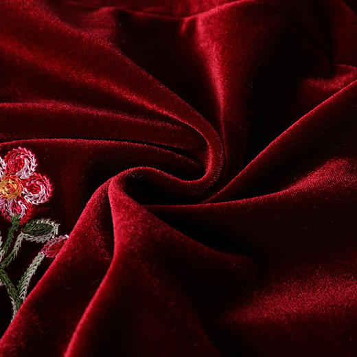 立领气质，民族风袖子毛领中长款显修腰连衣裙OG-6982 商品图3