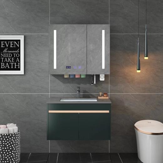 8090-60/70/80/90/100轻奢岩板墨绿色浴室柜 商品图2