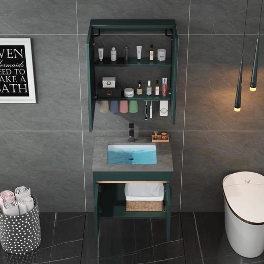 8090-60/70/80/90/100轻奢岩板墨绿色浴室柜 商品图4