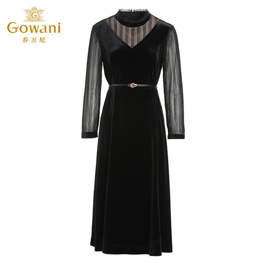 乔万尼丝绒长袖连衣裙重工蕾丝裙EI3E210 商品图4