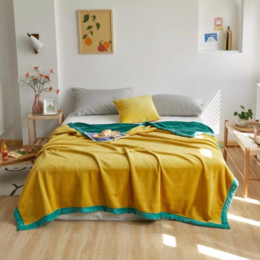 【双拼毛毯】毛毯双拼秋冬加厚毯子纯色撞色盖毯简约拼色保暖毯子  良品 商品图4