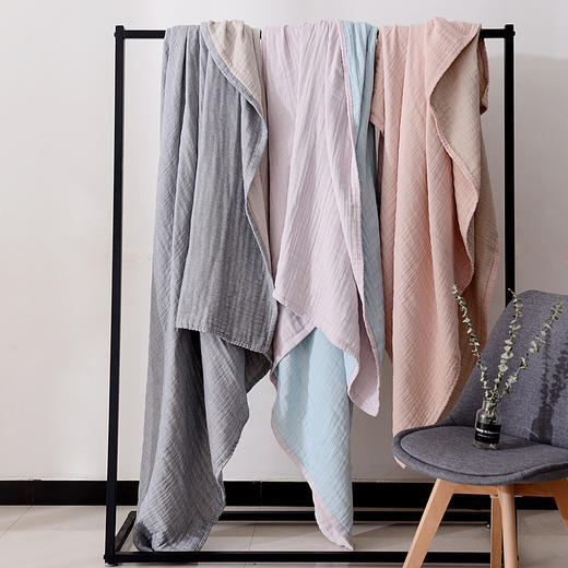 日本简约4层加厚纱布毯子棉纱空调柔软毛巾被双人春夏加厚床单 商品图2