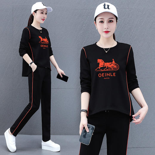 休闲卫衣套装女春秋2021新款韩版宽松大码洋气减龄妈妈运动两件套 TR-XX2365 商品图1