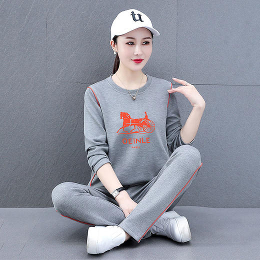 休闲卫衣套装女春秋2021新款韩版宽松大码洋气减龄妈妈运动两件套 TR-XX2365 商品图4