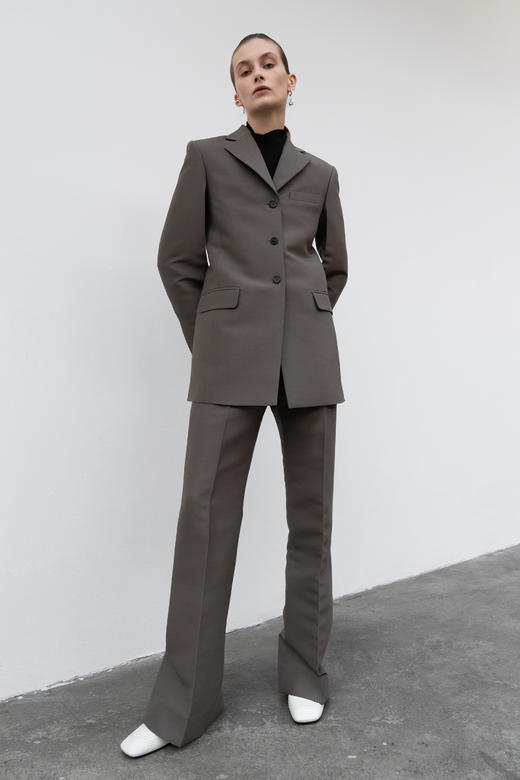 LOW CLASSIC  卡其灰色/藏蓝色后开衩西装长裤 商品图0