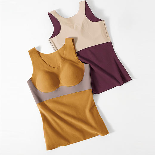 黛唯梵新款德绒保暖内衣免穿文胸上托聚拢背心无痕修身上衣速热美背显瘦 商品图4