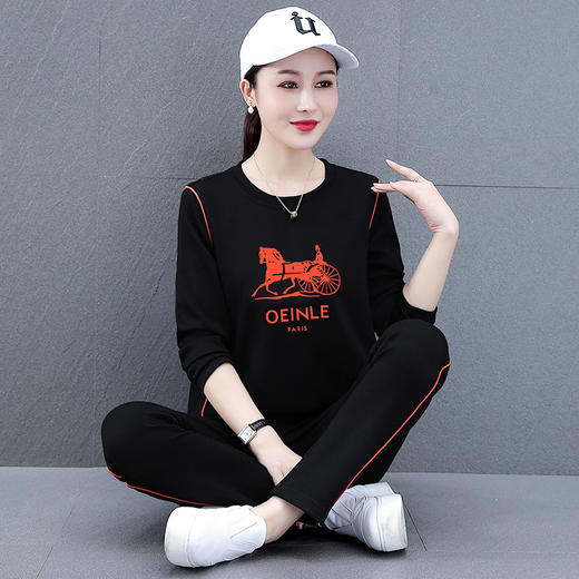 休闲卫衣套装女春秋2021新款韩版宽松大码洋气减龄妈妈运动两件套 TR-XX2365 商品图3