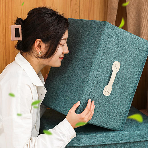 棉麻皮手提收纳箱可折叠搬家箱子床底储物箱玩具收纳衣柜收纳盒 商品图1