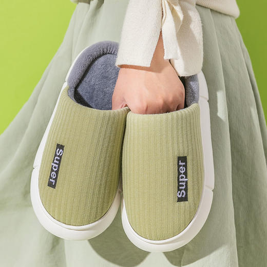 厚底棉拖鞋女秋冬季踩屎感拖鞋居家居情侣室内保暖防水增高棉拖 商品图5