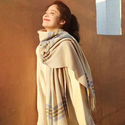 2021仿羊绒围巾新款 冬季披肩围巾女加厚保暖流苏scarf围脖冬圣诞礼物 商品图1