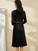 米思阳知性轻熟连衣裙小众不规则百褶2025新款中长款黑色裙子2309 商品缩略图4